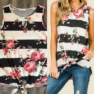 Floral Tank Top with front knot